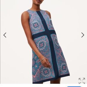 NWT LOFT Teal and Pink Paisley dress size 2